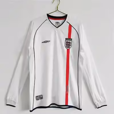 2002 England Home Long sleeves Retro shirt S-2XL