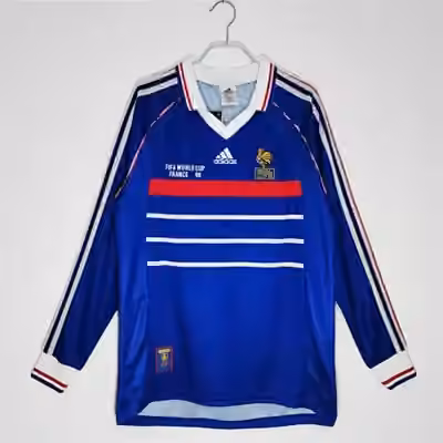 1988 France Home Final version Long sleeves Retro shirt S-2XL