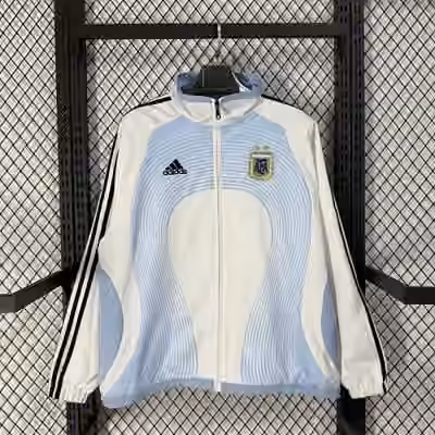 2026 Argentina Classic White & Blue Casual Training Windbreaker