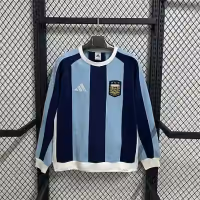 2026 Argentina Blue Gradient Stripe Casual Thick Sweatshirt