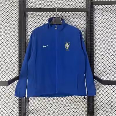 1998 Brazil Retro Royal Blue Casual Windbreaker