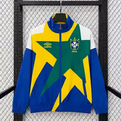 1993/94 Brazil Retro Casual Waterproof Windbreaker with Pad Printing Logo