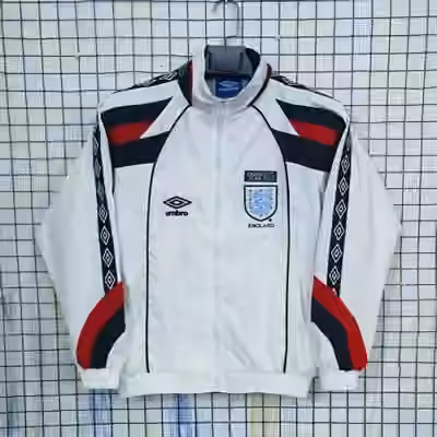 1998 England White Retro Windbreaker
